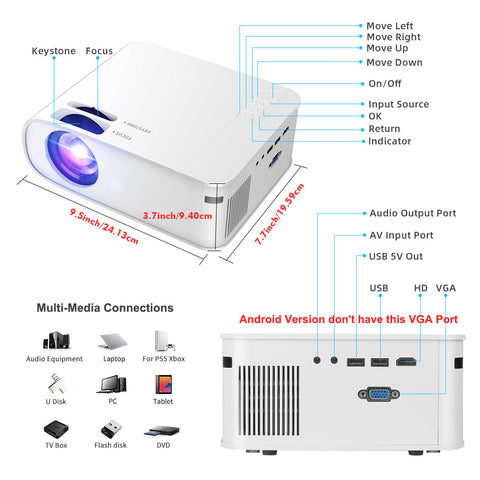 Home HD Wireless Portable Mobile Phone Projector